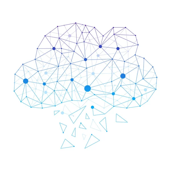 光の背景に隔離されたネットワークポリゴンから作られた現代の技術クラウドコンピューティング抽象ベクトルイラスト — ストックベクタ