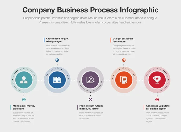 Plantilla Proceso Negocio Empresa Infografía Vectorial Aislada Sobre Fondo Claro — Vector de stock