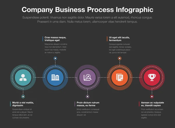 Шаблон Бизнес Процесса Компании Изолирован Темном Фоне Векторная Инфографика Проста — стоковый вектор