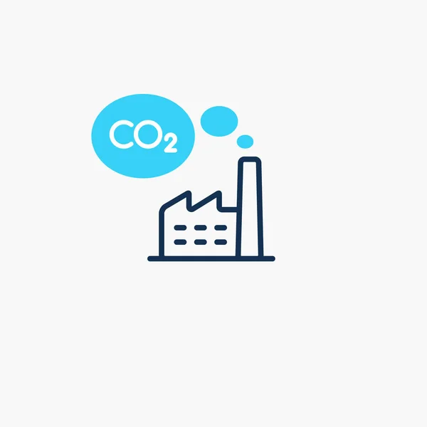 Elektryczność Co2 Symbol Emisji Dwutlenku Węgla Płaski Symbol Izolowany Jasnym — Wektor stockowy
