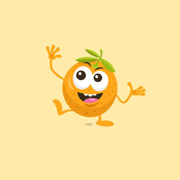 Ilustración Linda Mascota Naranja Feliz Con Gran Sonrisa Aislada Sobre — Archivo Imágenes Vectoriales