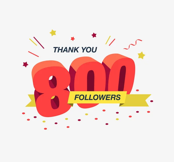 Děkuji 800 Následovníků Sociálních Médií Moderní Plochý Prapor Snadné Použití — Stockový vektor