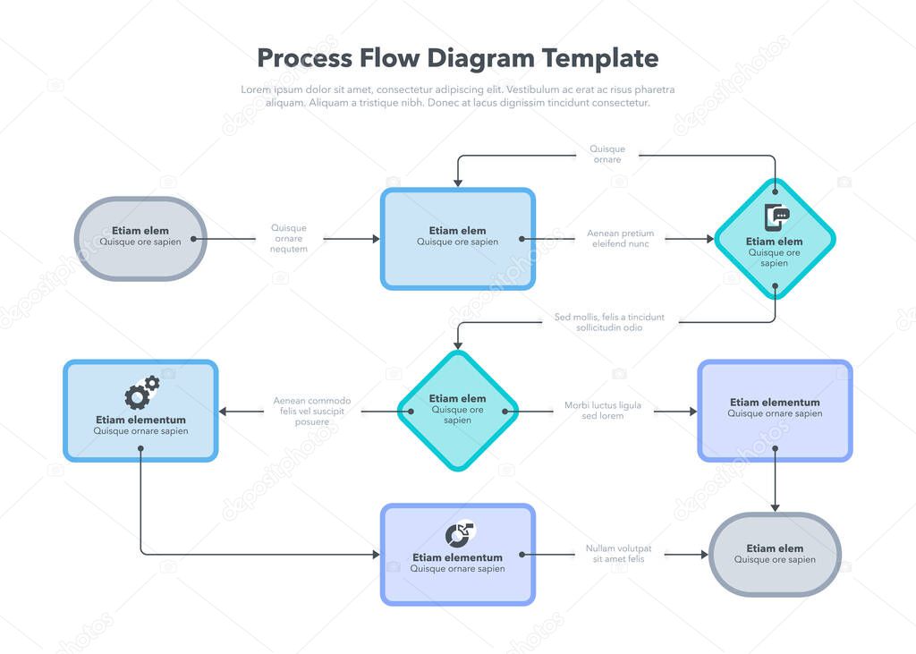 Modern infographic for process flow diagram. Flat design, easy to use for your website or presentation.
