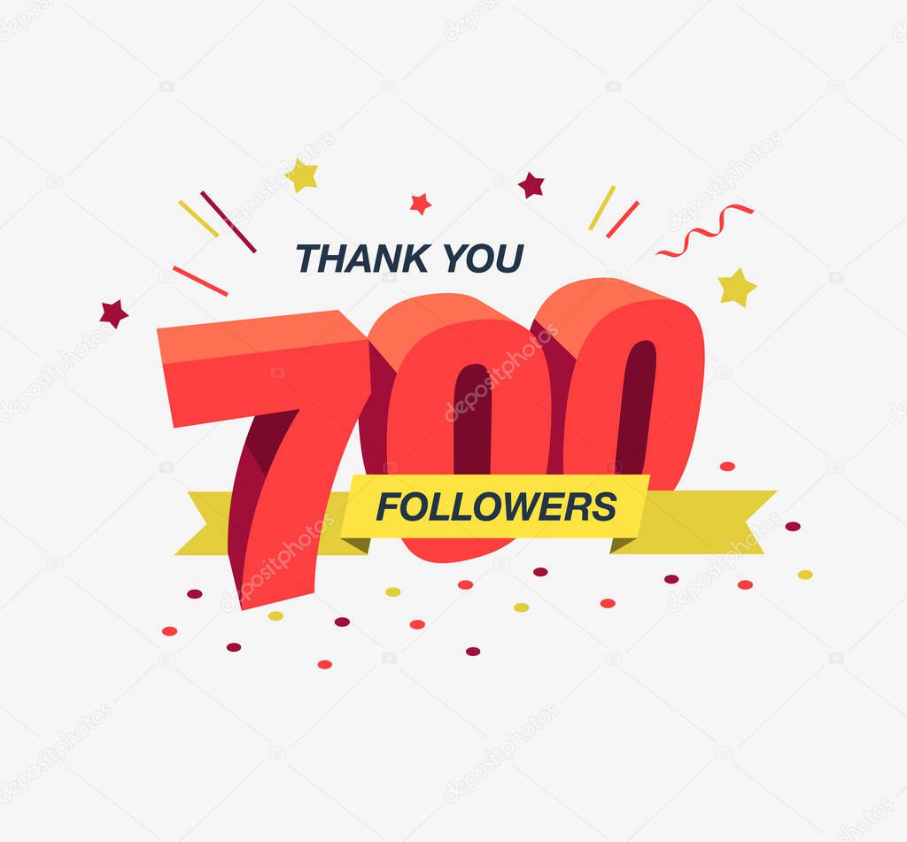 Thank you 700 social media followers, modern flat banner. Easy to use for your website or presentation.