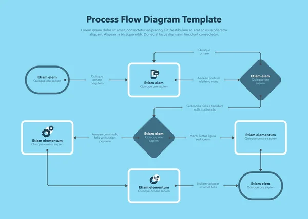 Infographie Moderne Pour Diagramme Flux Processus Version Bleue Conception Plate — Image vectorielle