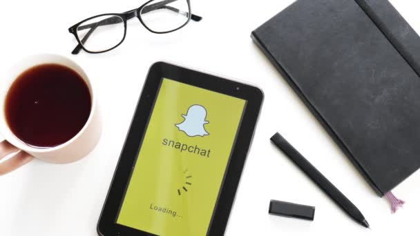 Jarosław Rosja Kwietnia 2019 Problemy Aplikacją Snapchat Ładowanie Aplikacji Snapchat — Wideo stockowe