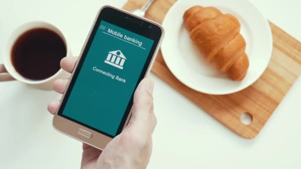 Vissa Problem Med Mobilbank Smartphone Online Bank Kan Inte Ansluta — Stockvideo