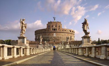 Roma, Hadrian Mozolesi Castel Sant'Angelo olarak bilinir. Panoramik görünüm.