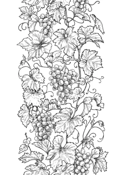 Ligne Sans Couture Motif Vertical Fait Avec Des Branches Raisin — Image vectorielle