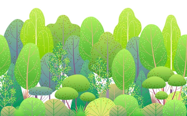 Linie horizontale nahtlose Grenze mit grünen Bäumen — Stockvektor