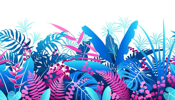 Plantas tropicales patrón inconsútil colorido — Vector de stock