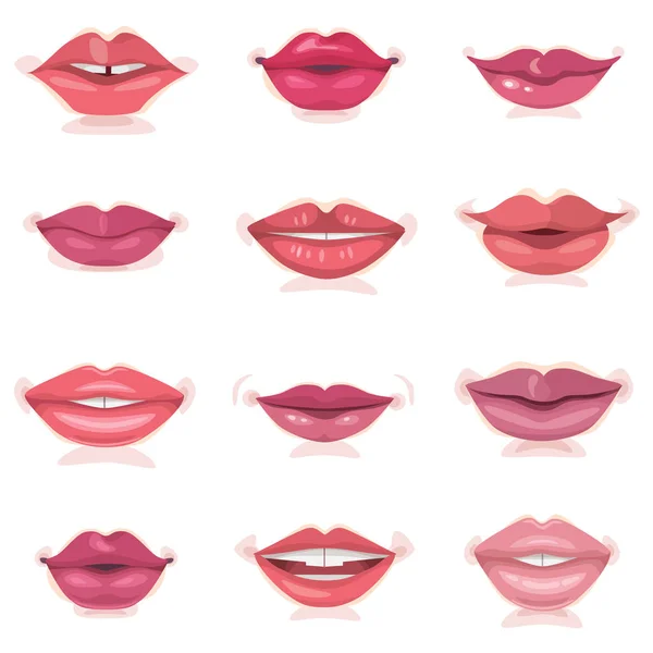 Lipstik Mulut Perempuan Ditata - Stok Vektor