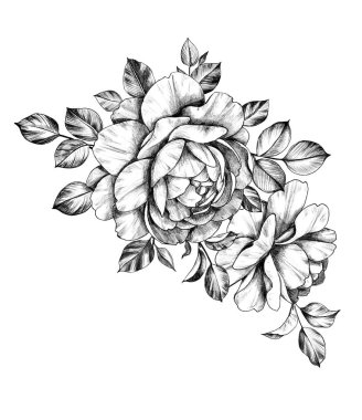 Güllü çiçek grup el çekilmiş