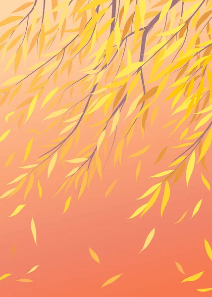 Autumn Background Weeping Willow Tree Branches Fall Season View Falling Stock Vector