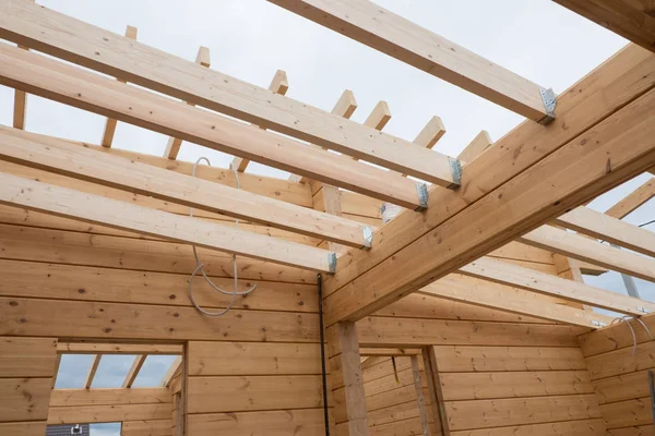 Dettagli Una Casa Legno Travi Del Soffitto Pareti Della Casa — Foto Stock