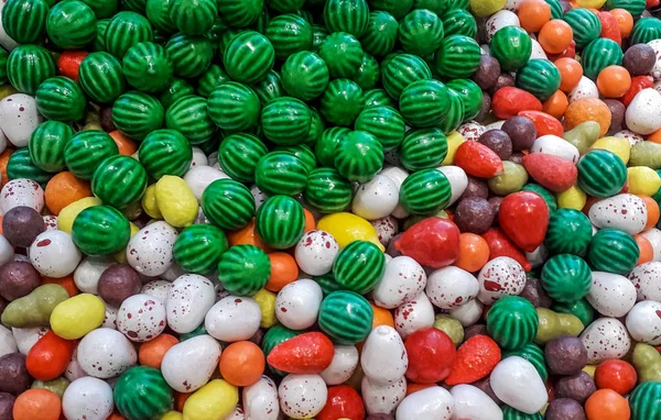 Dulces Multicolores Mermelada Una Tienda Escaparate Dulces Coloridos Varias Formas — Foto de Stock