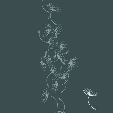 Koyu gri arka plan üzerinde karahindiba tohumu siluetleri