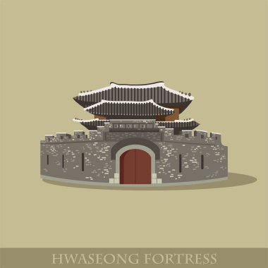 Hwaseong Fortress. City, Suwon-si, Gyeonggi-do. Architecture of Asia. Landmark of South Korea clipart