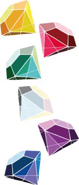 Geometrik şekilli değerli taşlar ve elmaslar 