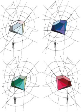 örümcek bir örümcek ağı değerli bir taş tan örer 