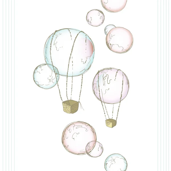 Ballons Avec Paniers Forme Bulles Savon Illustration Fantastique Pour Les — Image vectorielle