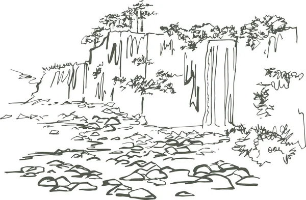 Водопад Джонбэнг Остров Чеджу Водопад Берегу Моря — стоковый вектор