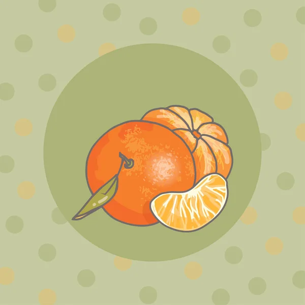 Mandarijnen Oranje Mandarijnen Citrusvruchten Zoete Vruchten Fruit Sticker — Stockvector