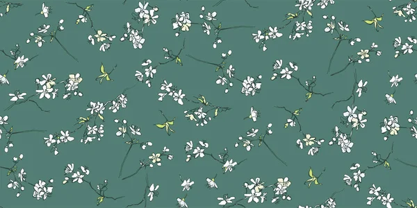 Çiçek Açan Beyaz Kiraz Bahar Ağaçları Çiçek Açıyor Lkbaharda Dallarda — Stok Vektör