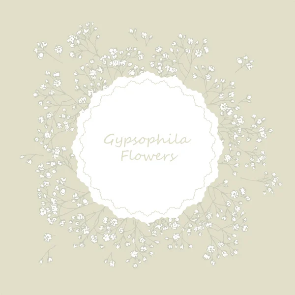 Gypsophila Virágok Törékeny Levegős Fehér Virágok Egyszerű Nyomtatás Rusztikus Stílusban — Stock Vector