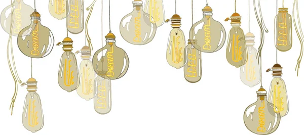 Edison lambaları kümesi. Elektrotlarda parlayan kelimeler: yaşam, rüya, fikir