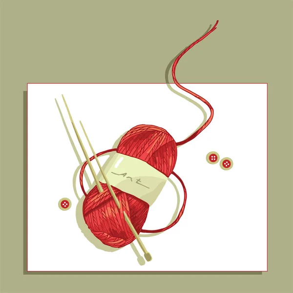 String Thread Knitting Thread Buttons Knitting Needles Creative Supplies Items — Stock Vector