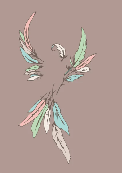 カラフルな羽からレイアウトされた鳥 — ストックベクタ