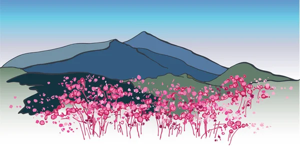 Landskapet Sydkorea Koreanska Bergen Blommande Azalea Fjällen Chirisan Mountains — Stock vektor