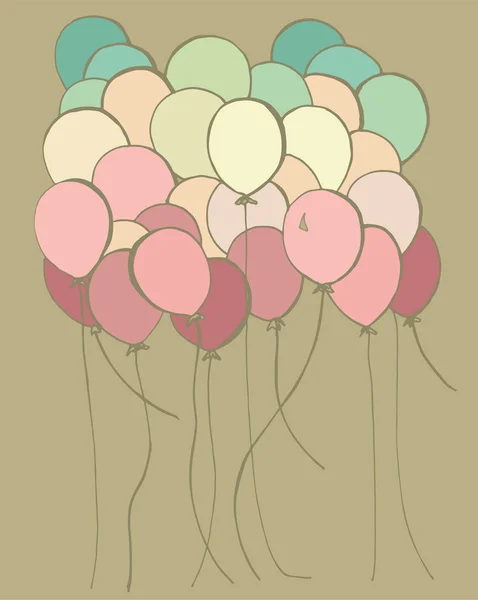 Large Cloud Balloons Most Delicate Shades — Stock Vector