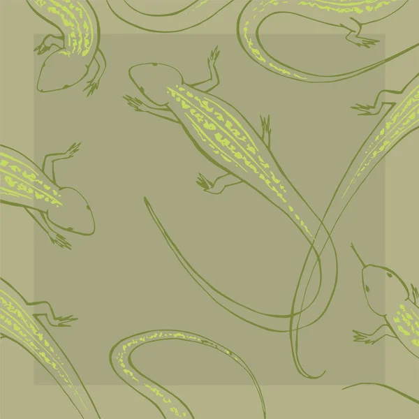 緑のトカゲ背中に模様がつい普通の草原トカゲ 爬虫類 グラフィック — ストックベクタ