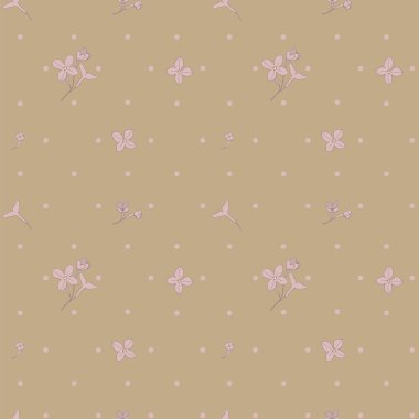 Çiçekler ve leylak yaprakları. Bahar Syringa. Romantik ve nazik, çiçek baskı. Çiçekler ve Polka Nokta Arka Plan