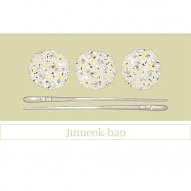 Jumeok-bap. Kore yemeği. Asya çerezi. Pirinç topları. Sağlıklı sokak yemekleri