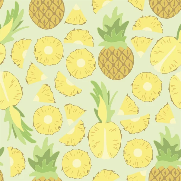 Juicy Piña Amarilla Frutas Tropicales Verano Piña Cortada Alimentos Frescos — Vector de stock