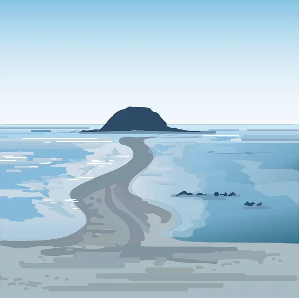 Isla Seonjaedo Corea Del Sur Marea Baja Camino Isla Través — Vector de stock