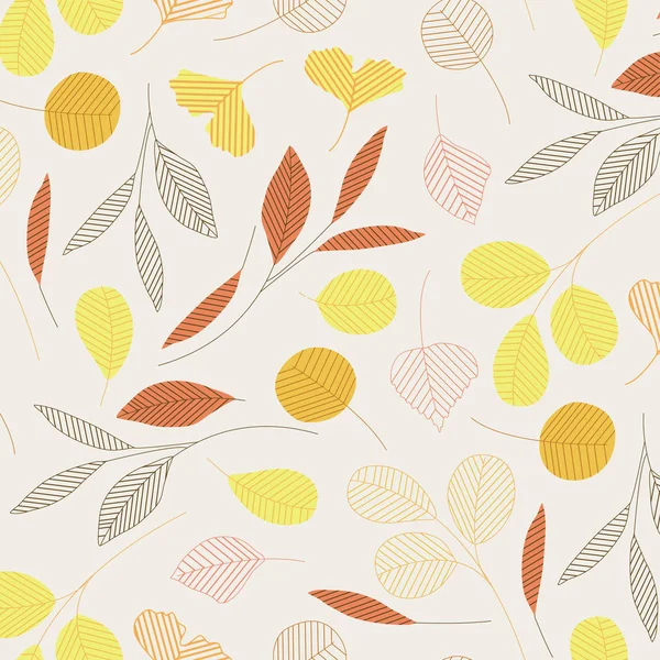 スポットや葉を持つ人気の 抽象的な背景 秋のデザインのスポッティテクスチャ 明るい葉を持つベクトルパターン — ストックベクタ