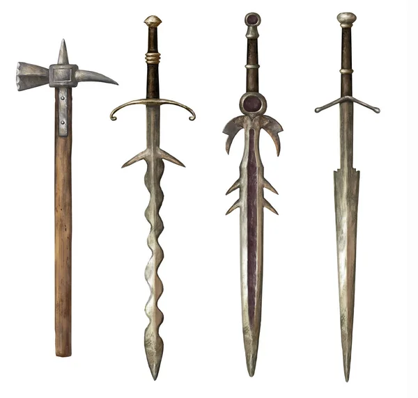 Eski Kılıçlar Fantezi Ayarlamak — Stok fotoğraf