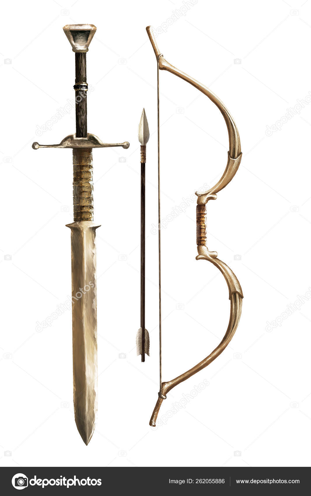 Medieval Sword Bow Arrow Stock Photo by ©Dobrogroza 262055886