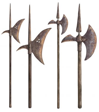 Gerçekçi bir silah. Mızrak ve halberd. Yalıtılmış küme