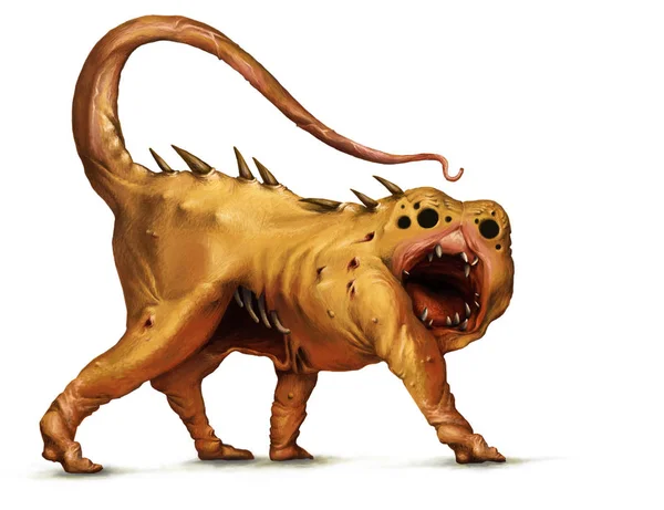 Fantastik altın yaratık. Beyaz üzerine izole