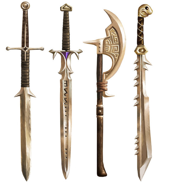 Ancient swords and ax. Fantasy. Set