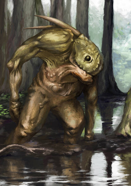 Зеленая тварь в болоте
