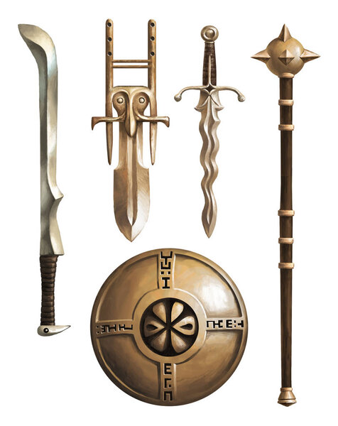 Collection of ancient weapons. Fantasy. Set