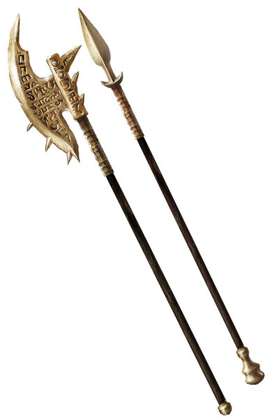 Medieval spear and halberd. isolated