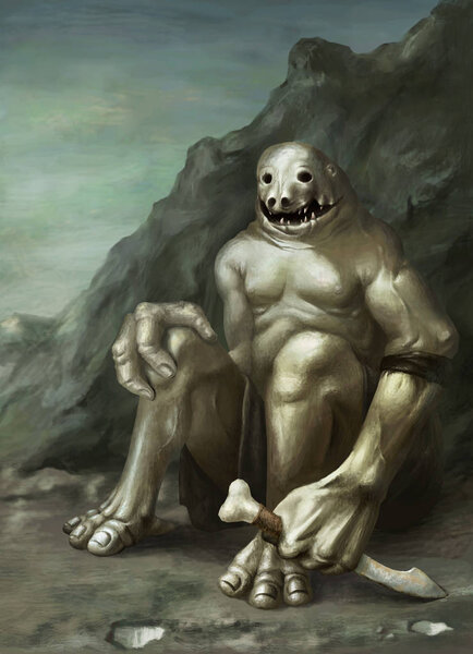 Улыбающийся слепой мутант ржавым ножом
