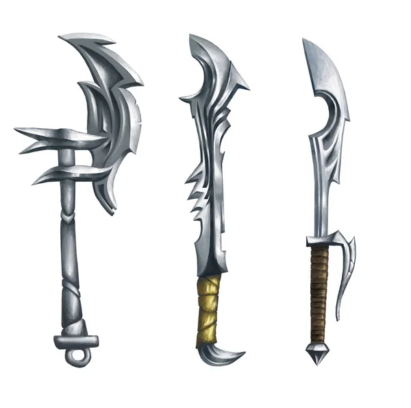 Kılıçlar ve balta. Fantezi. Ayarlamak